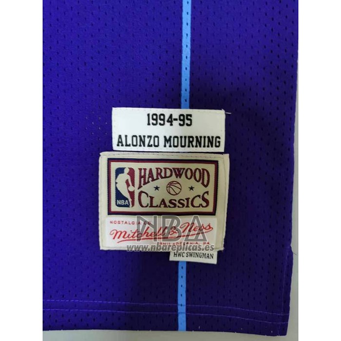 Camiseta Charlotte Hornets Larry Johnson NO 2 Mitchell & Ness 1994-95 Violeta